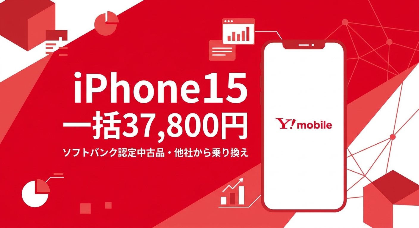 ワイモバイルiPhone15が一括37,800円の訴求カード