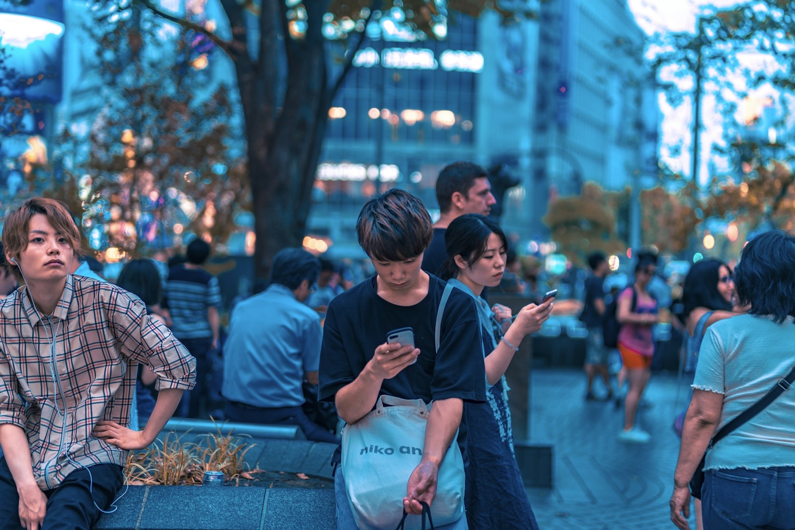 スマートフォンで格安SIMのプランを確認する人